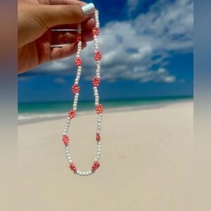 handmade pink flower necklace🌸
